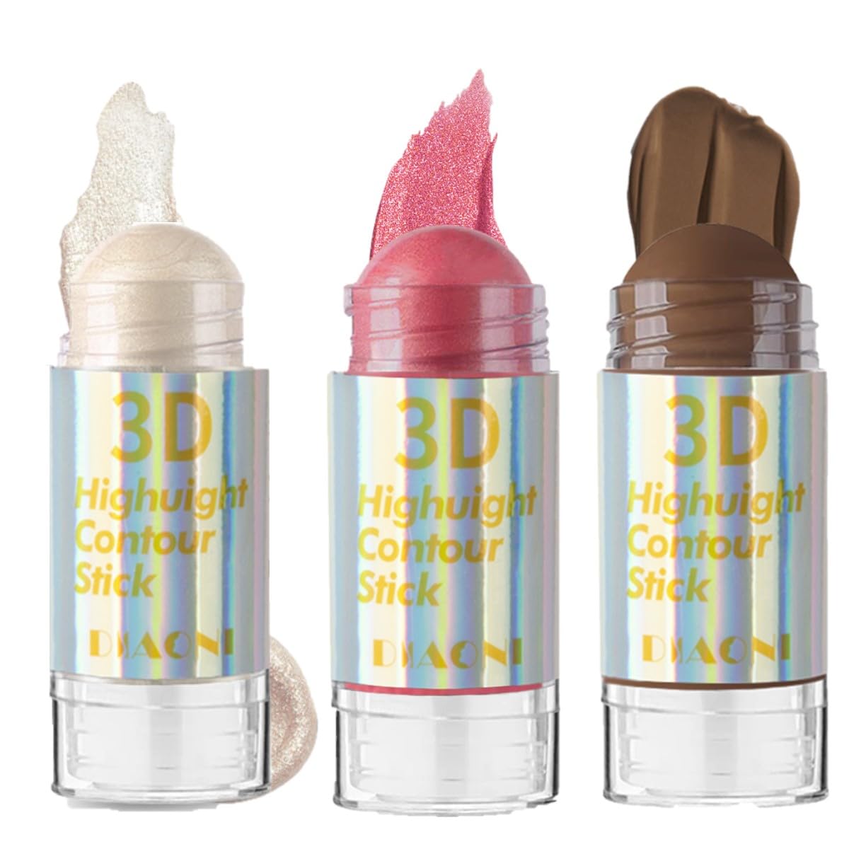 KARLOR Contour Highlighter Blush Stick, 3 PCS Make Up Stick, Crema Bronzer Contouring Stick Highlighter Pen Rouge Pen Contour Stick Cremig Blush Stick Face Makeup