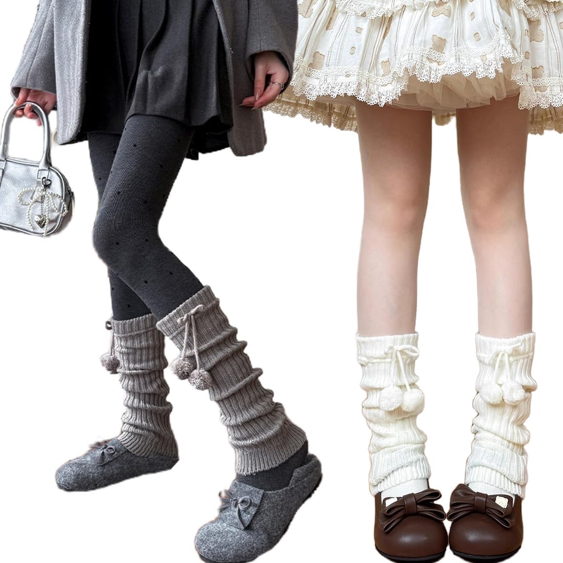 2Pair Harajuku Knitted Leg Warmers Knee High Leg Sleeve Socks Lolita High Socks