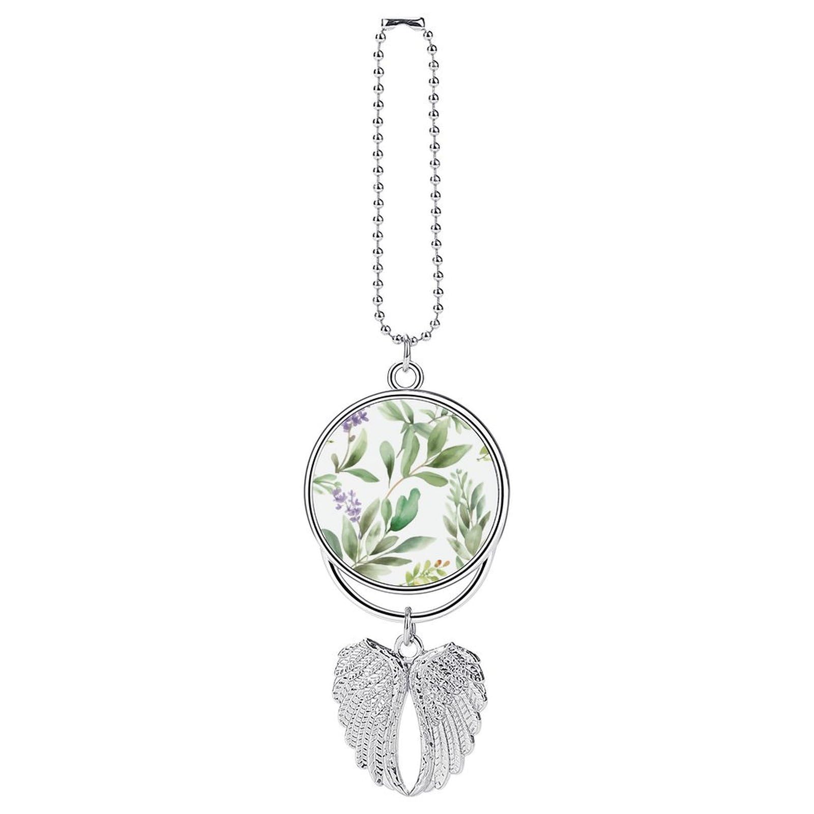 Green Flower Watercolor Herb Sage Leaves And Branches1 Car Pendant Hanging Swing Auto Rear View Mirror Hanging Car Rear View Mirror Charm Truck Hanger Ornament Charm for Car Rear View Mirrors Accessor