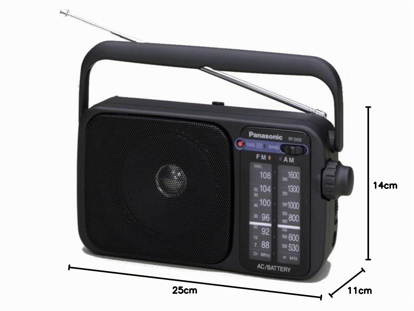 Panasonic Radio FM/AM RF-2400DEG-K I Radio FM/AM Tuner numérique Contrôle automatique de fréquence (AFC) fonctionnement sur secteur ou piles Format compact noir - Version Française