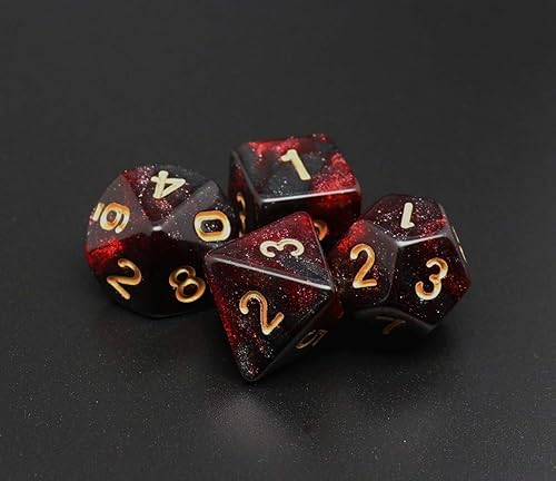 Miniatura 80 de DND - Juego de dados poliédricos RPG para Dungeon and Dragons MTG, juego de dados (morado y plateado) Mezcla de plata púrpura,Negro mezclado