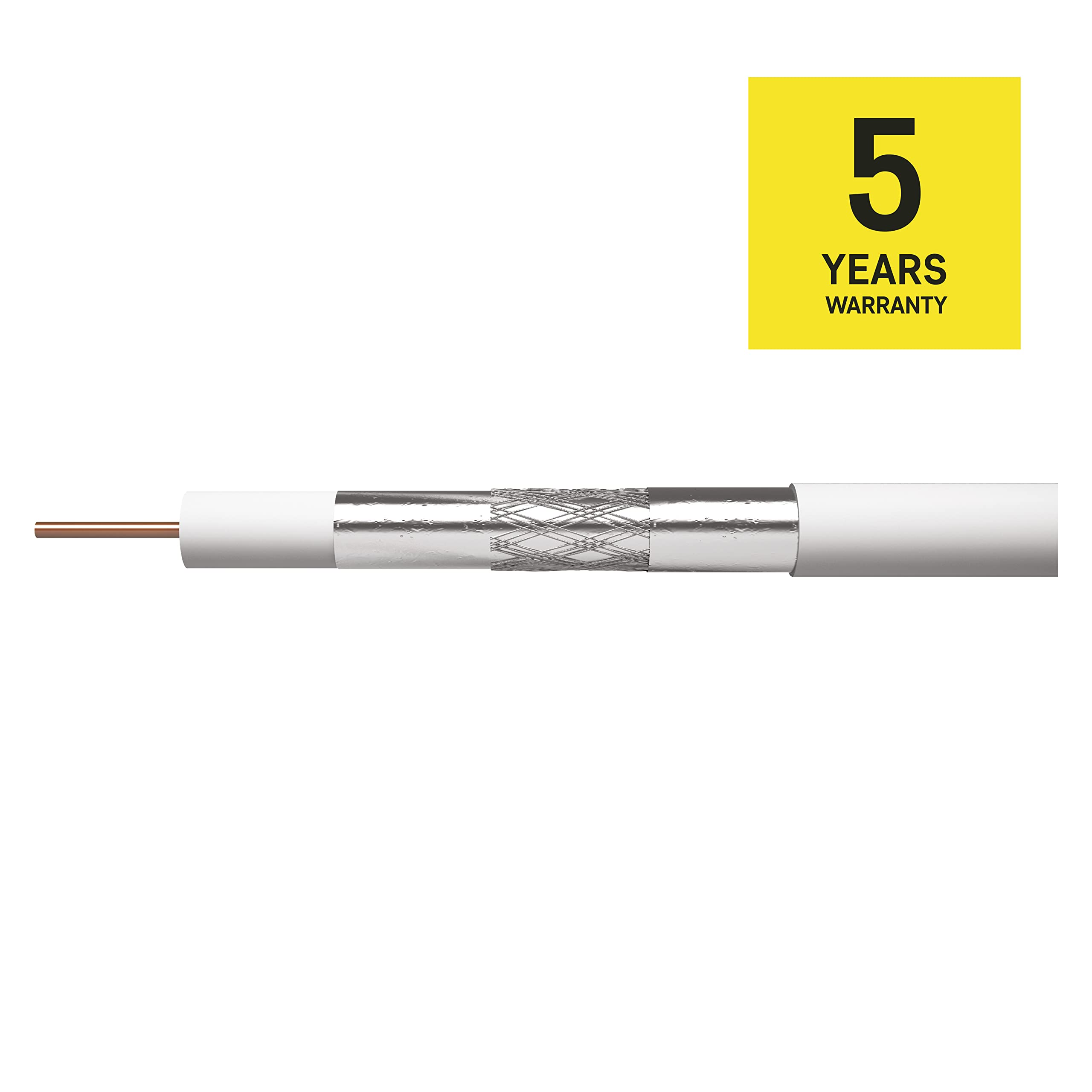 EMOS Cavo antenna 250 m, bianco, cavo coassiale per SAT, TV e CCTV, tipo CB500, cavo TV a doppia schermatura, cavo satellitare con schermatura 75 dB, resistenza 75 Ohm
