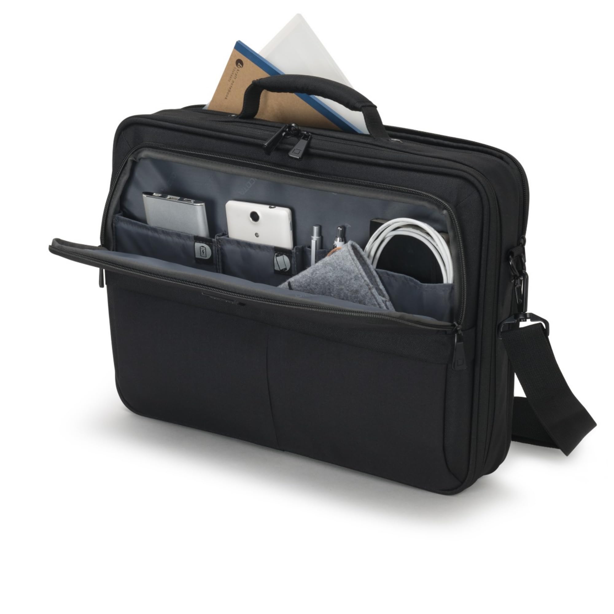 DICOTA Eco Multi Plus SCALE 14”-15,6". Custodia con serratura per il trasporto di computer e tablet, custodia protettiva per laptop eco in materiali riciclati, colore nero