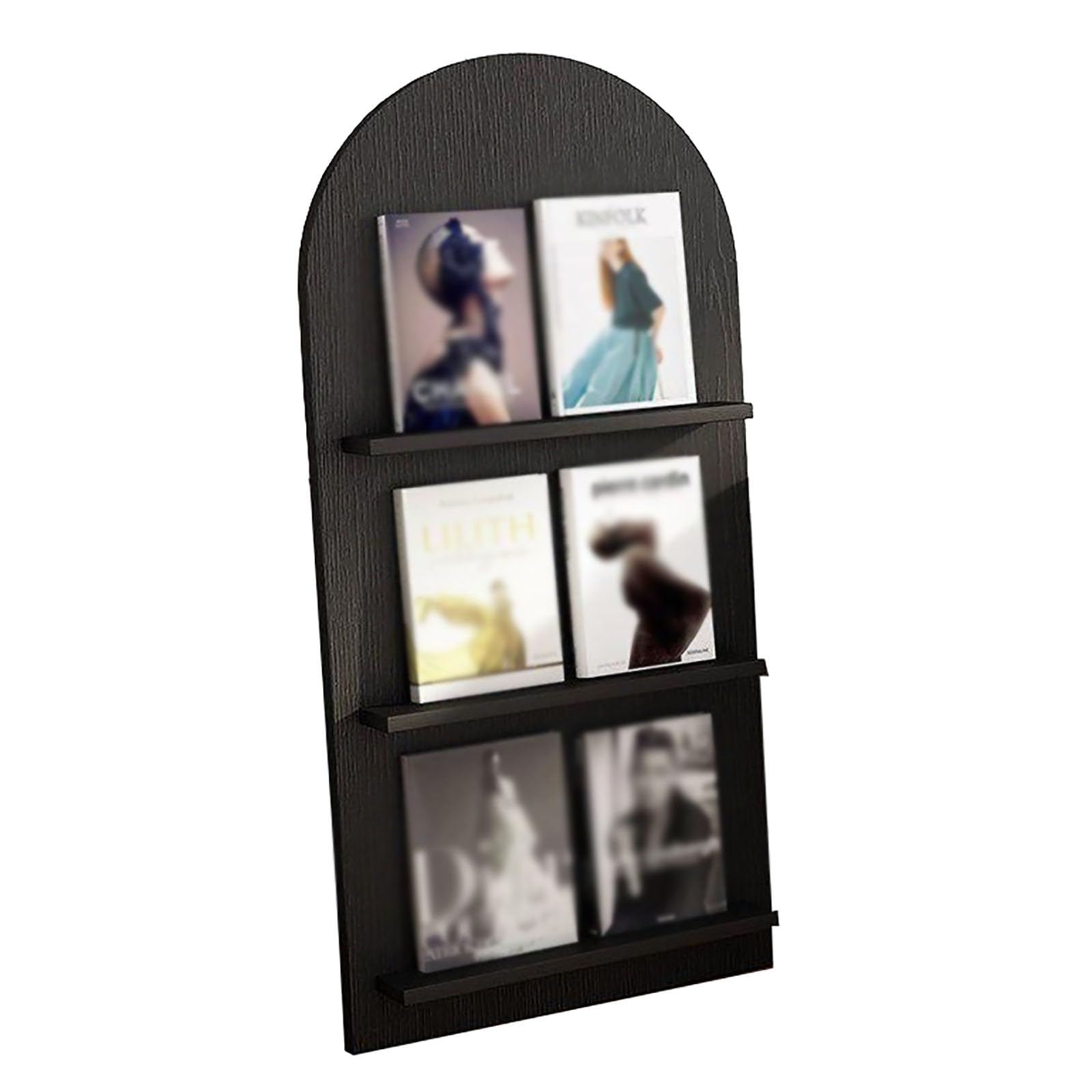 qudkdhs 4-Tier Floor Standing Brochure Display Stand,Wooden Magazine Rack Bookshelf (Black,120x60cm)