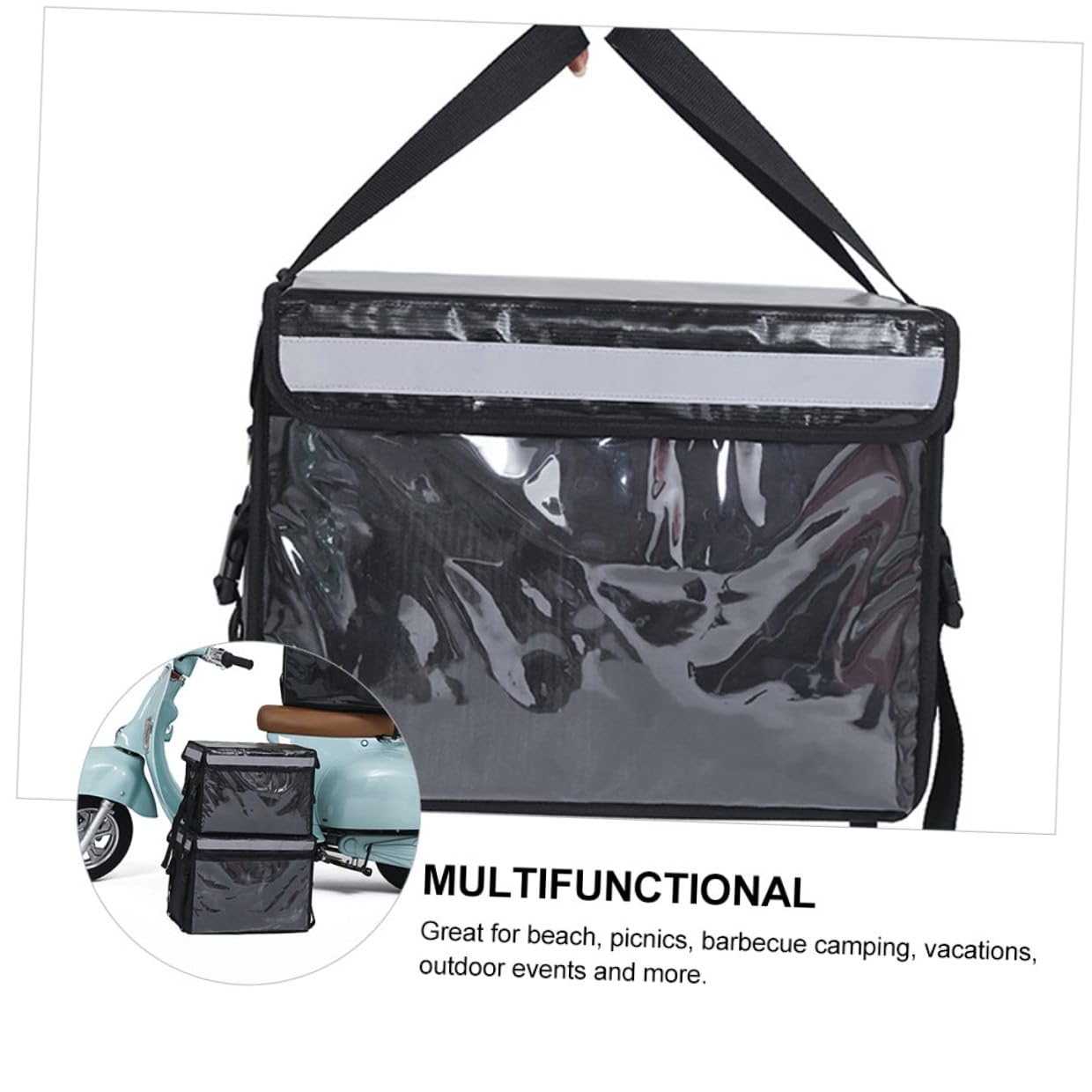 GARVALON Boîte Repas Isotherme 32l Noire en Tissu Oxford Isolation Renforcée, Ouverture Large, Étanche, pour Barbecue Camping et Événements Extérieurs