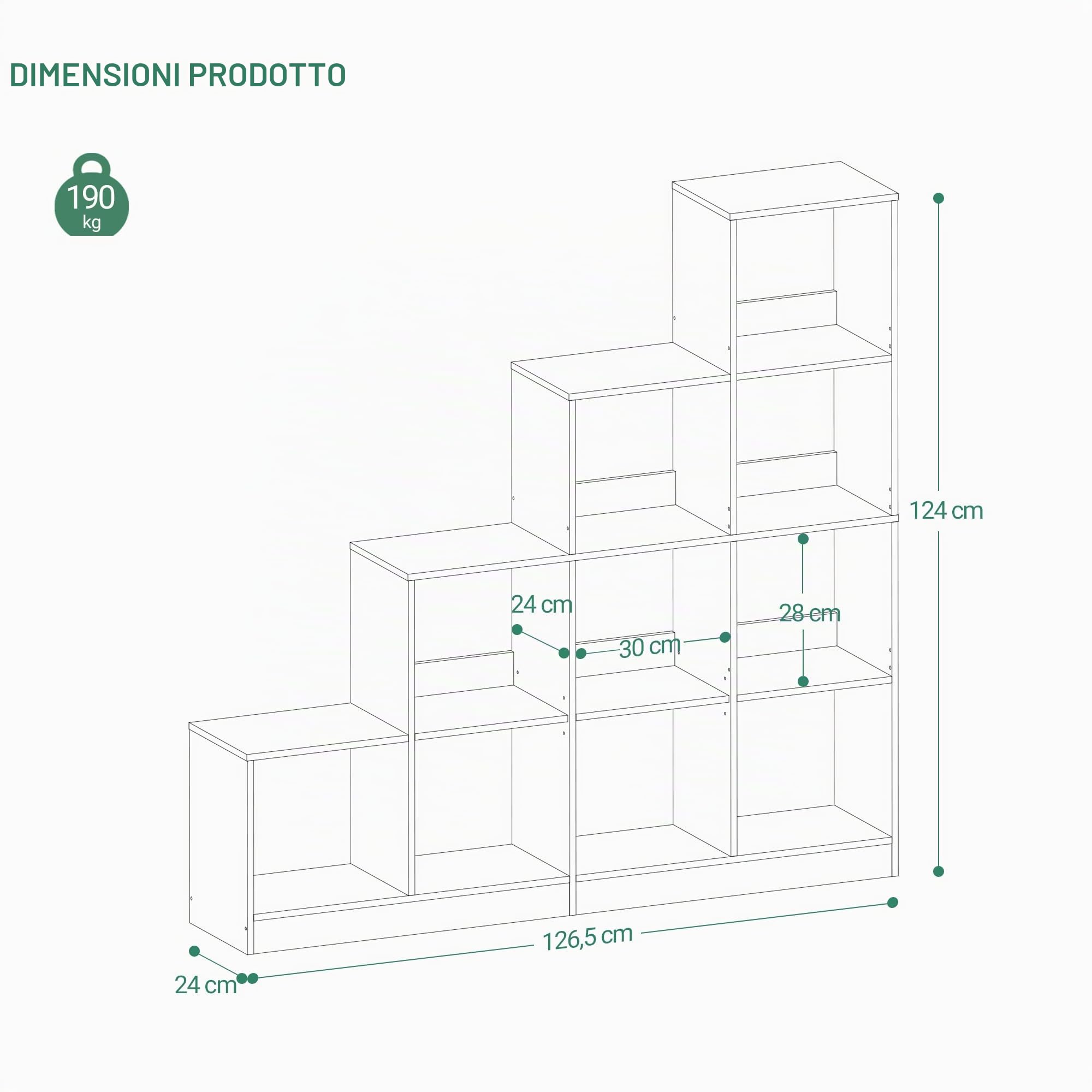 Hzuaneri Libreria a 10 Cubi, Libreria a Gradini, Scaffale Espositivo a 4 livelli, Pannelli Regolabili, Organizzatore di Stoccaggio, per Soggiorno, Studio, Camera da Letto, Bianco BC24013X