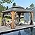 12'x14' Hardtop Gazebo, Outdoor Cedar Wood Frame Canopy with Galvanized Steel Double Roof, Outdoor Permanent Metal Pavilion with Curtains and Netting for Patio, Backyard and Lawn(Brown)