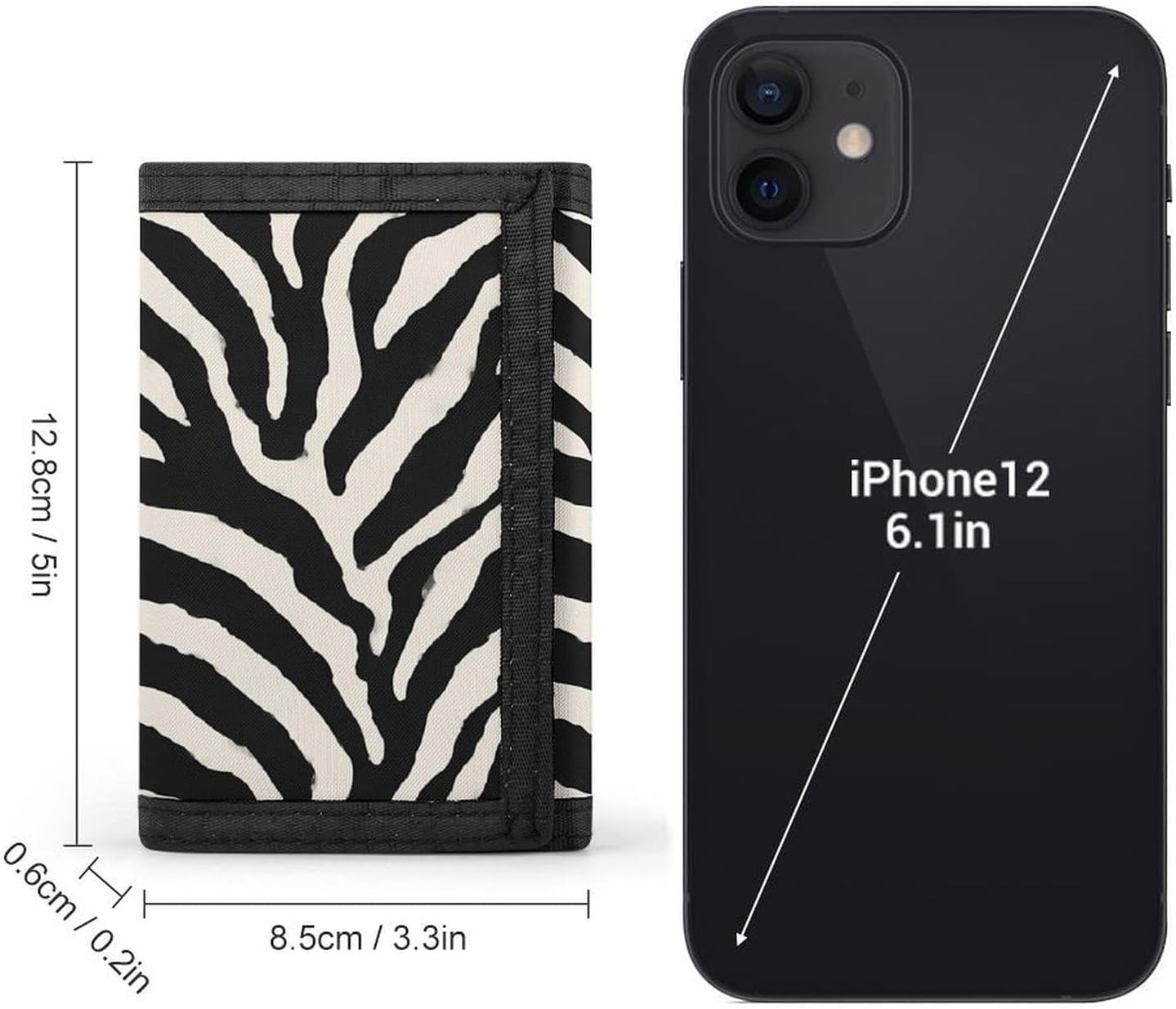 Zebra Black And White Pattern Trifold Slim Wallet Front Pocket With Money Clip And ID Credit Card Slots For Travel Work
