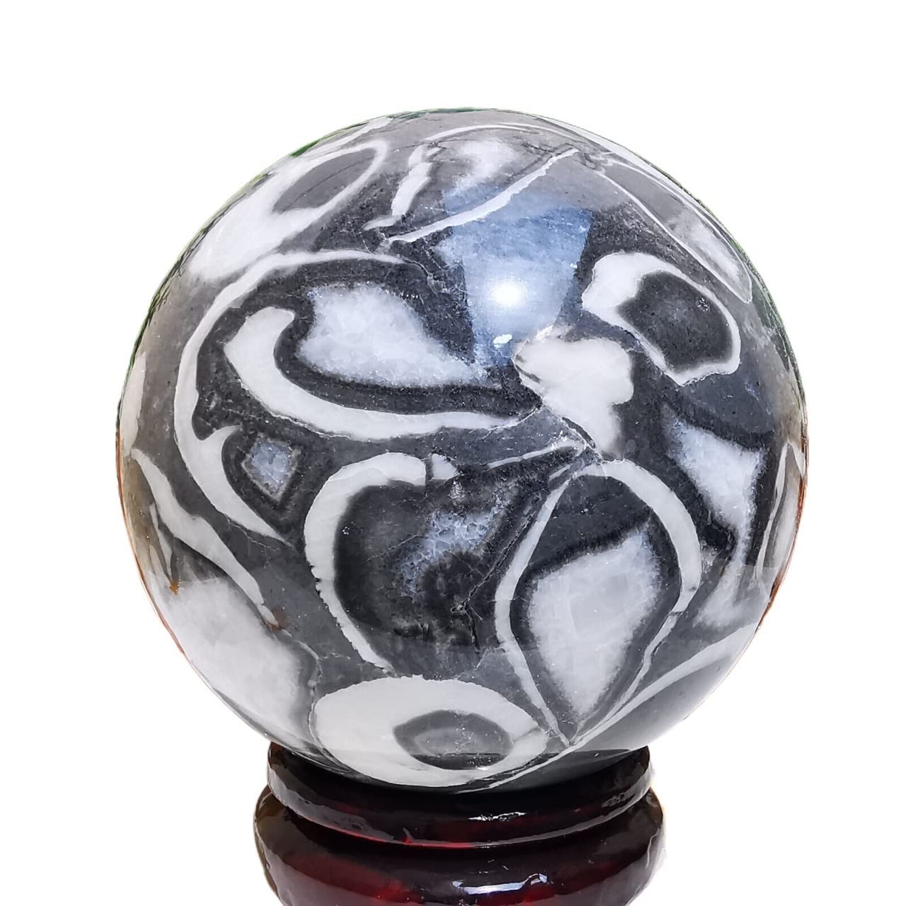 HXSCOO Natural Shell Jasper Thousand Eye Stone Crystal Quartz Crystal Ball Healing (Size : 300-400g)
