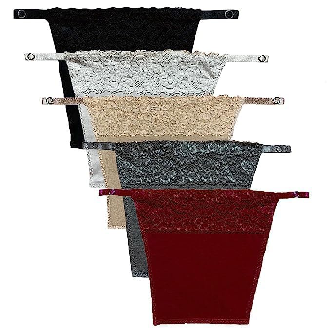 finesse miracle cami Clip-on Mock Camisole Deep Neck Cleavge Cover Miracle Cami Set of 5 - Black, White, Beige, Dark Grey and Maroon-picture-45