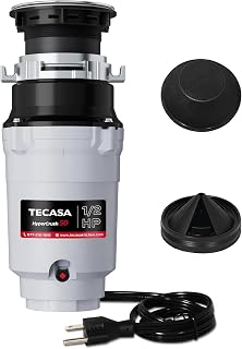 Garbage Disposal, TECASA 1/2 HP Pro Food Waste Coutinuous Feed, Garbage Disposals with Stopper Power Cord, Stainless Steel Grinding System for Kitchen Sink - HyperCrush 50 PRO