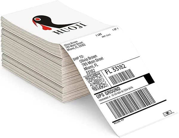 Thermal Shipping Labels 4x6, Pack of 500 Direct Thermal Printer Labels Fanfold, Compatible with Rollo, Zebra, MUNBYN Printers(Commercial Grade)
