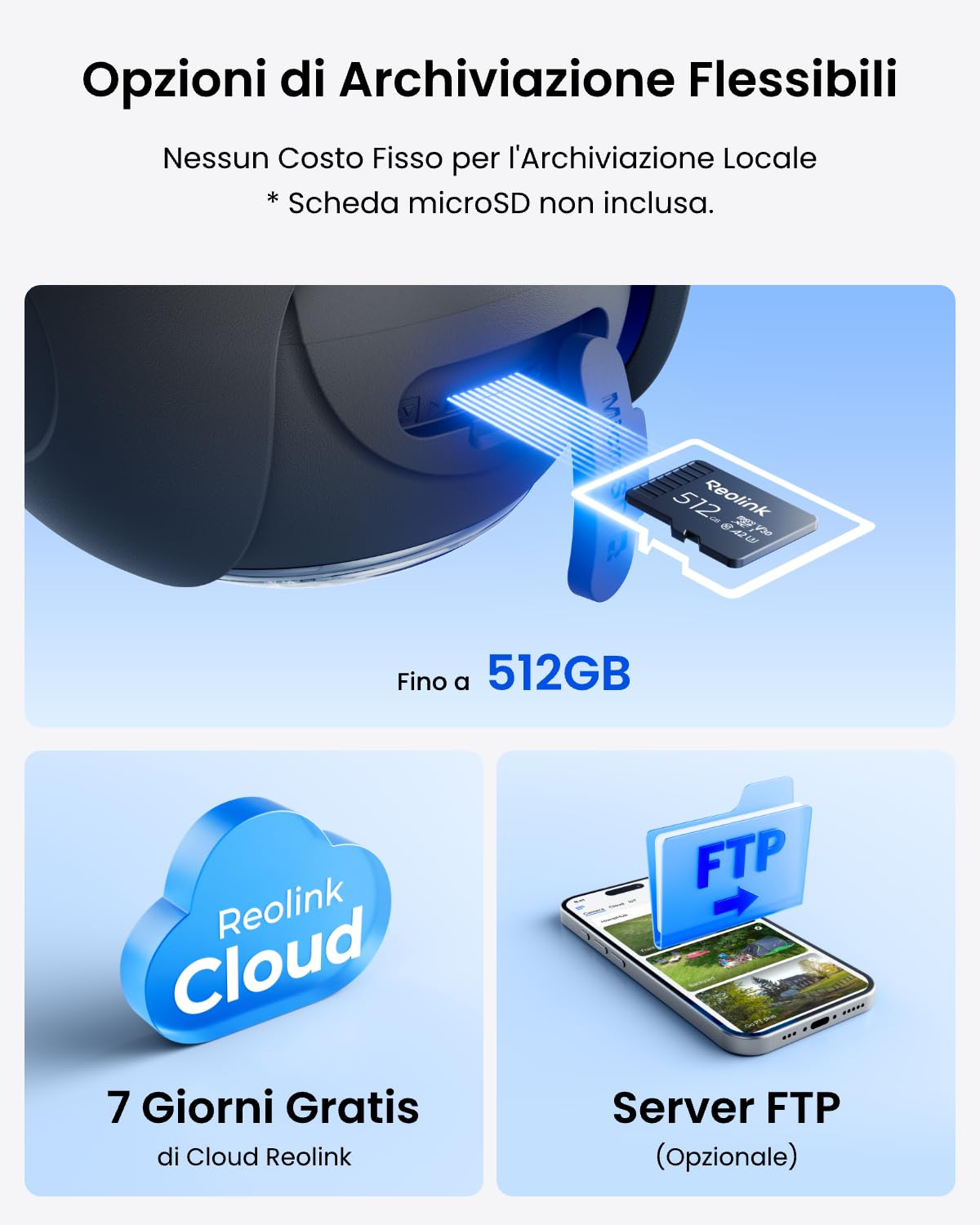 Reolink 2K 4MP 4G LTE Telecamera Batteria da Esterno Senza Fili, 360° PT | Tracciamento Automatico con Pannello Solare, SIM Non Removibile, Visione Notturna a Colori, Rilevamento Smart, Go PT S Lite