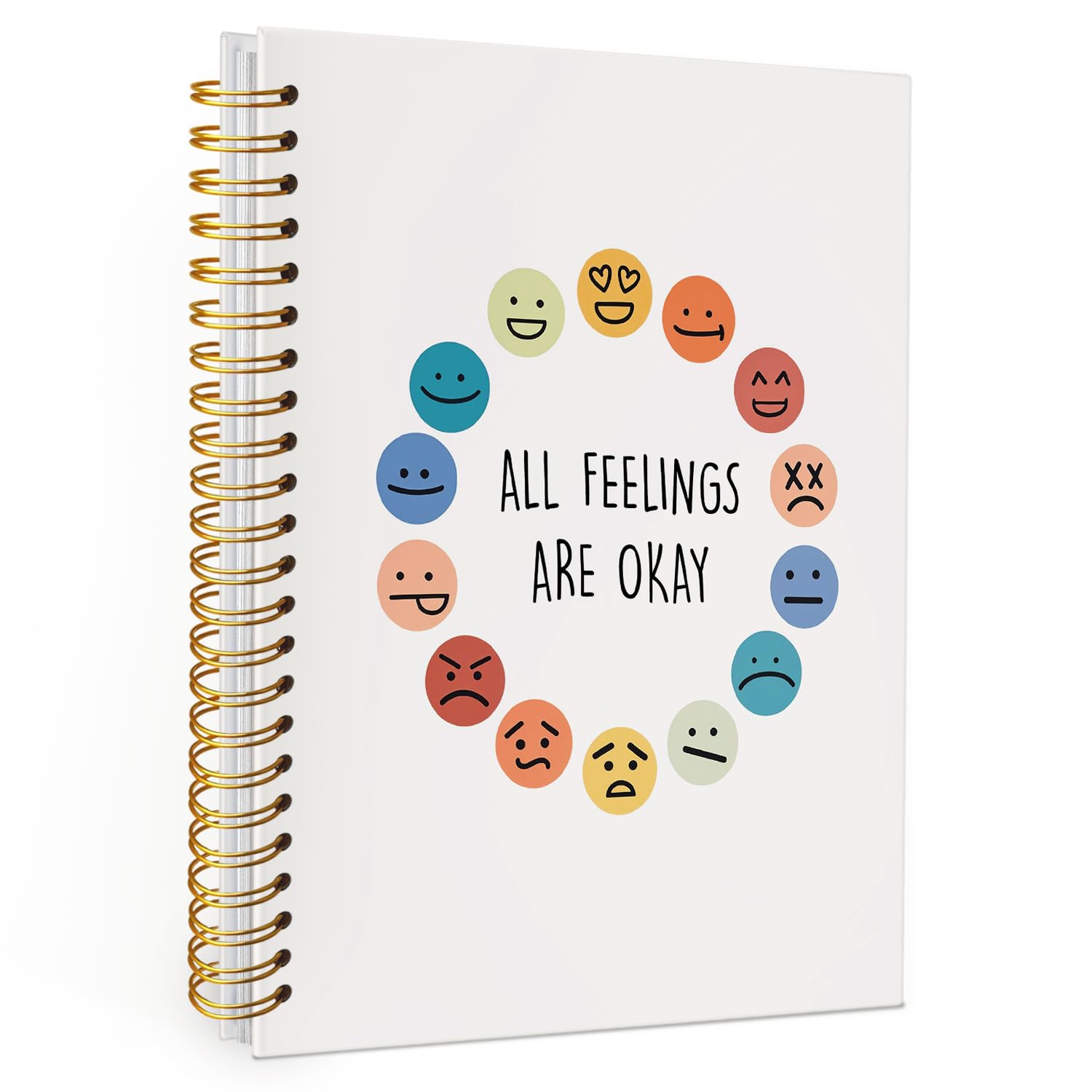 Wheatwin Feelings Chart Notebook, Feelings Emotion Wheel Notebook for Teacher, Mood Therapy Psychology Inspirational Spiral Notebook Gifts for Kids