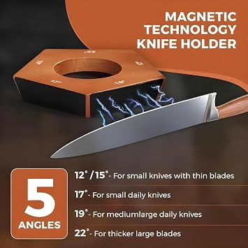 Rolling Knife Sharpener, 3-Disc Set with 5 Angle Guides