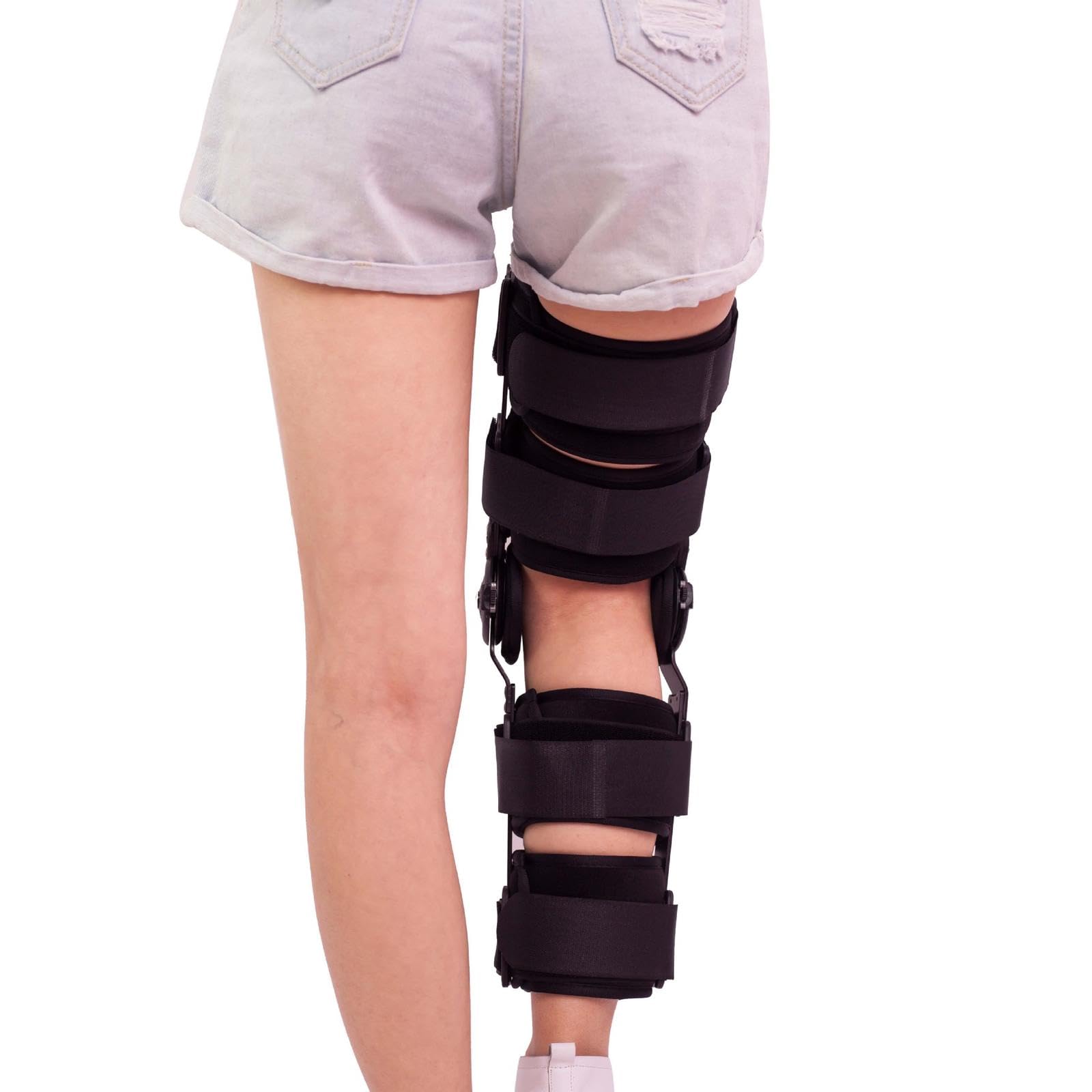 Rodillera Unisex con Bisagras Rom, Férula Para Hombres y Mujeres, Inmovilizador de Rodilla Posoperatorio Ajustable Para Desgarro de Menisco, Recuperación Cirugía, Rehabilitación,S(Below165cm)