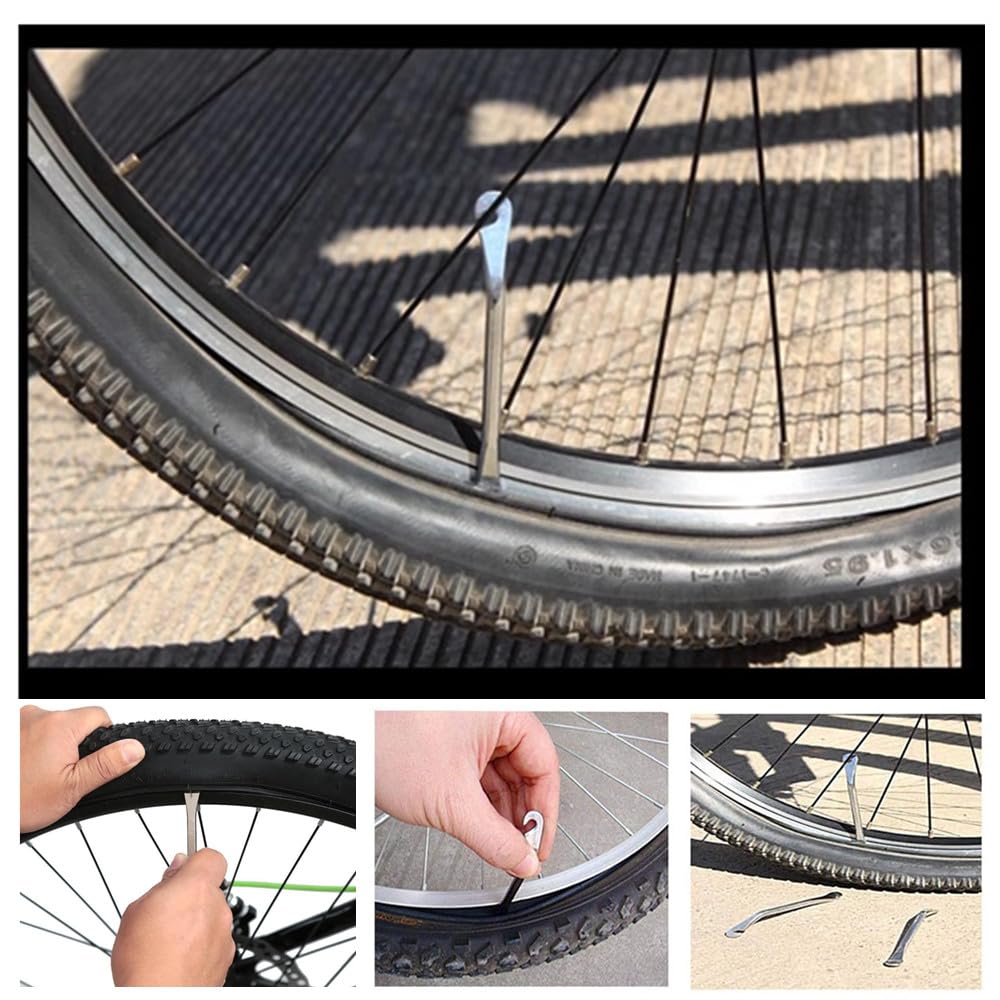 8 Pezzi Leve Smontagomme,Leva del Pneumatico del Metallo, Leve per Pneumatici in Acciaio al Carbonio ad Alta Densità per Bicicletta Strumento Riparazione Gancio per Cambio Pneumatici