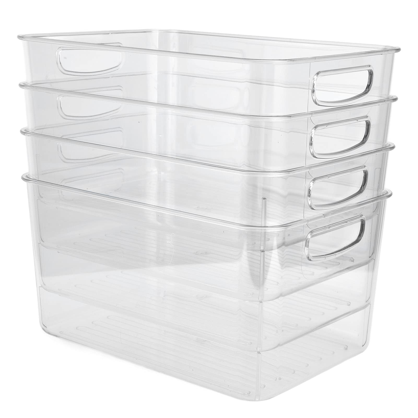 für Küchenorganisatoren, 4PCS Transparente Lagerbehälter für Kühlschrank und Schrank, Plastikkörbe mit Deckel für die Lagerung von Lebensmitteln, klare stapelbare Kisten