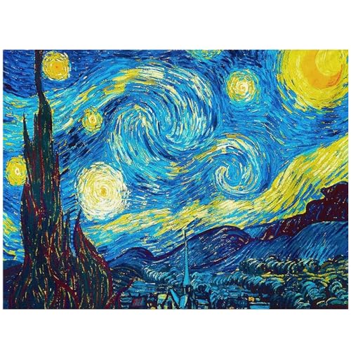 Image of Crysendo 5D Diamond Painting Kit Lake House DIY Wall Decor (Starry Night, 23 X 30 cm)