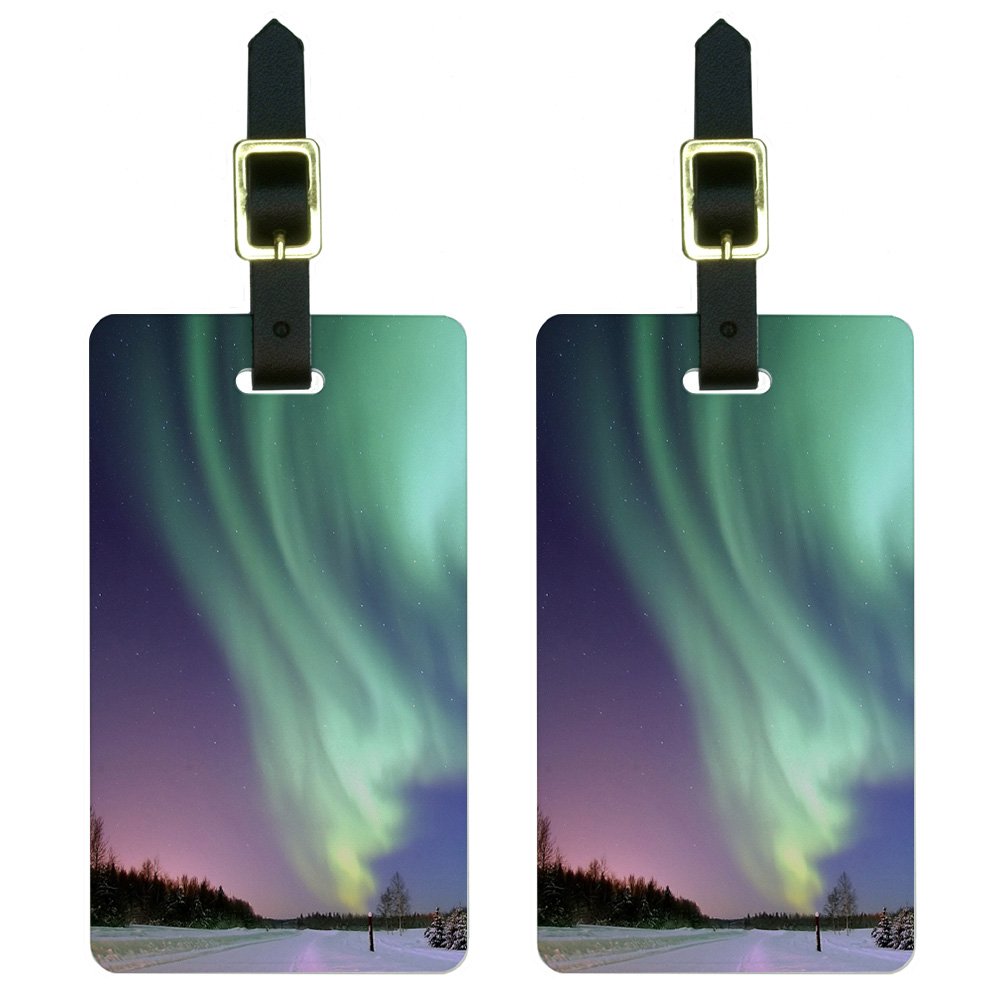 Graphics & More Aurora Borealis Alaska Sky Luggage Tags Suitcase Carry-on Id, White