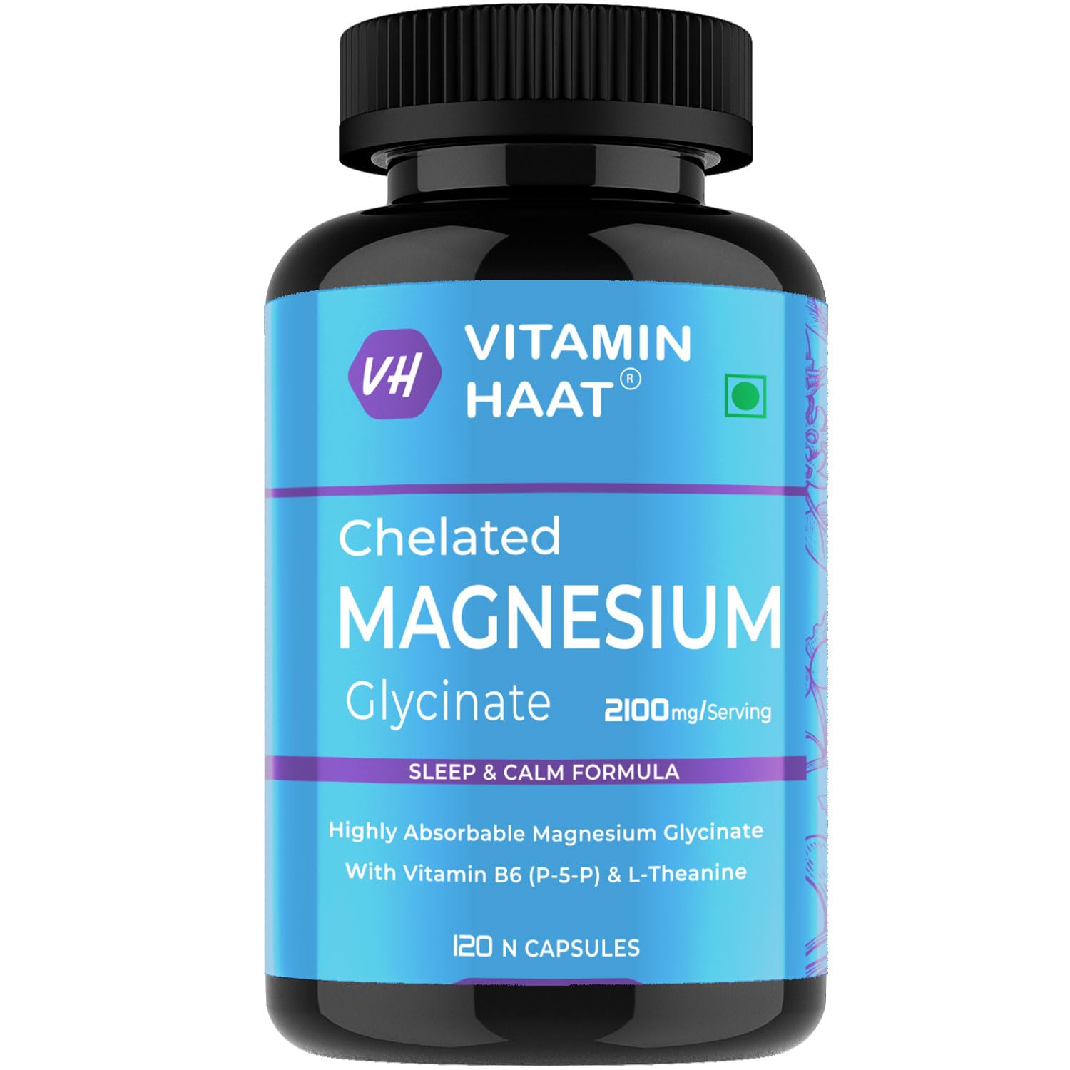 Magnesium Glycinate Supplement 2100mg Per Serving | Magnesium Supplement with Vitamin B6 and L-Theanine Supports Muscle Recovery & Better Sleep |120 Capsule by VitaminHaat-image-44