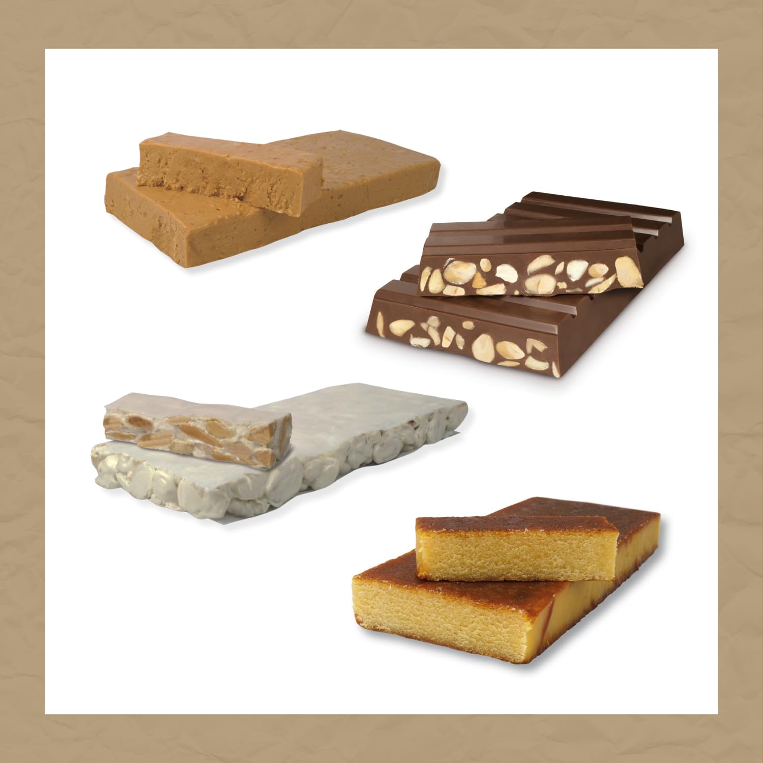 Turrones Artesana 4 Gustos 0% Azúcares Añadidos 300g Pack