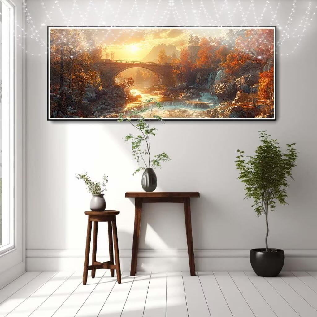 Malarstwo diamentowe 5D, dla dorosłych, wodospad, obraz "zrób to sam", obraz do malowania diamentami dla dzieci, 80 x 160 cm, zestaw do malowania kryształkami, dekoracja ścienna 8E-4827