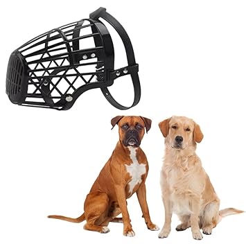 Dog/Puppy Soft Plastic Mouth Mask/Muzzle, Basket Design, Light Weight, Ventilated, Adjustable & Safe, Suitable for Grooming Trimming Training. (Black, Medium)