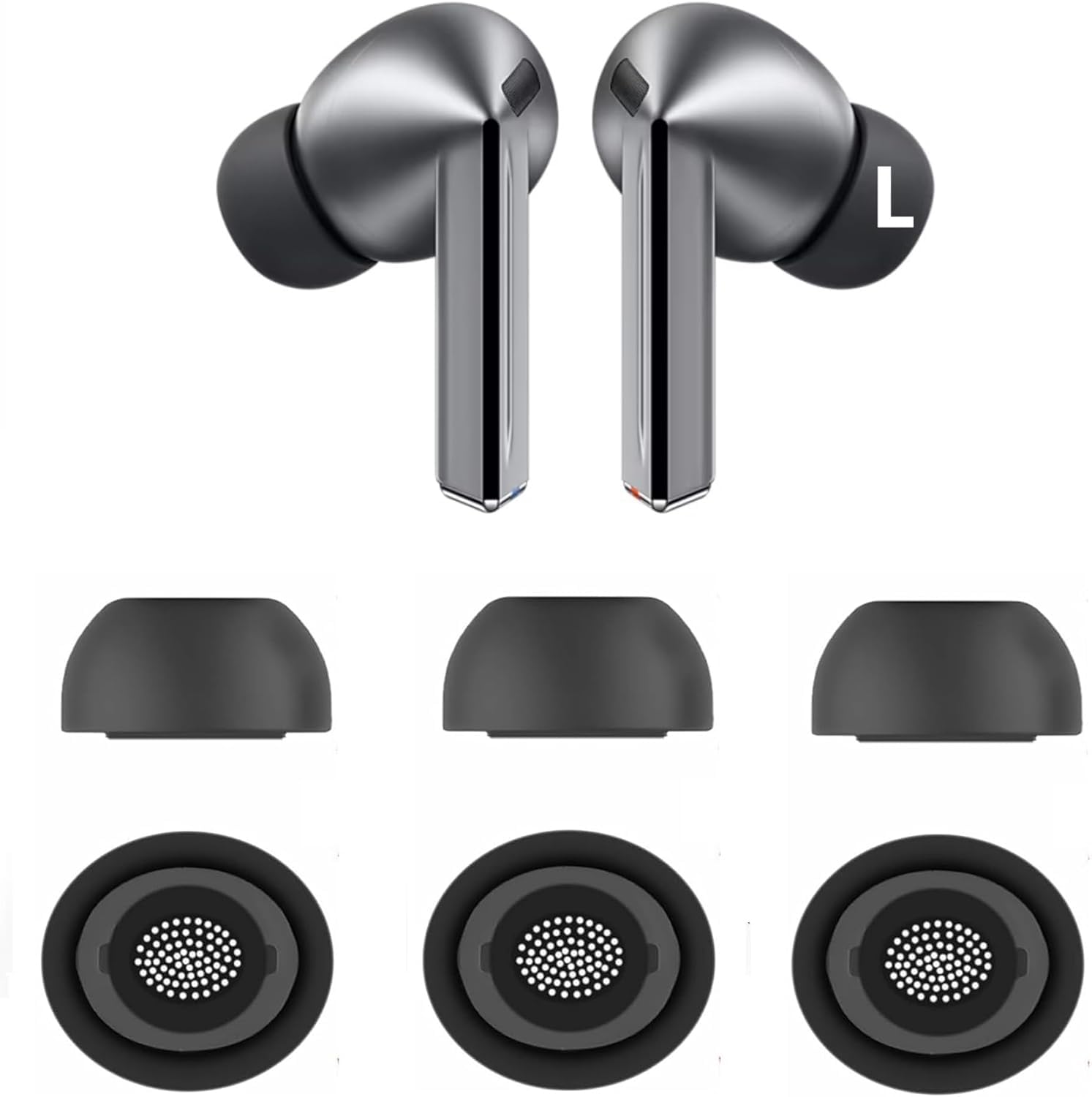 A-Pcas イヤーピース Galaxy Buds3 Pro用イヤーピース イヤーチップ シリコン製イヤホンキャップ Galaxy Buds 3 Pro用イヤホンカバー Lサイズ3ペア ブラック 913BL