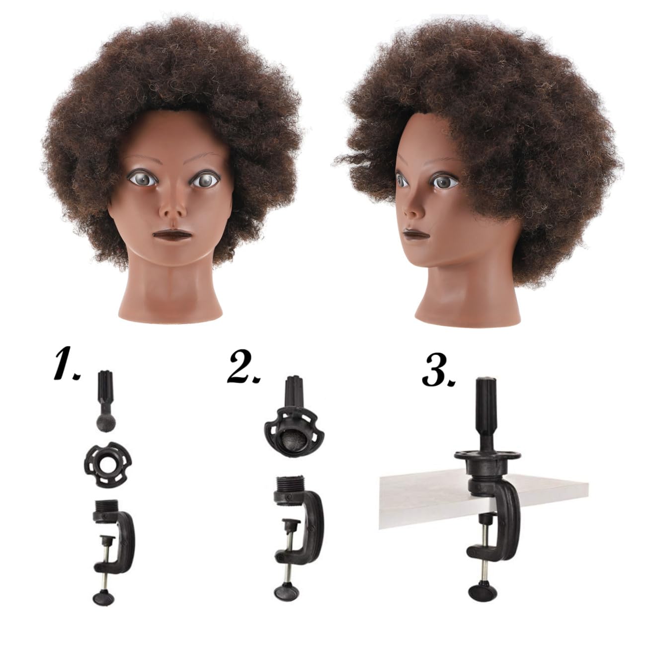 Haarübungskopf Puppe Schwarzer Friseur Übungskopf für Haarstyling | Friseur Kopf zum Üben Afro, Schwarzer Mannequinkopf mit Haaren Afro, für Haarstyling Training und Friseurakademie