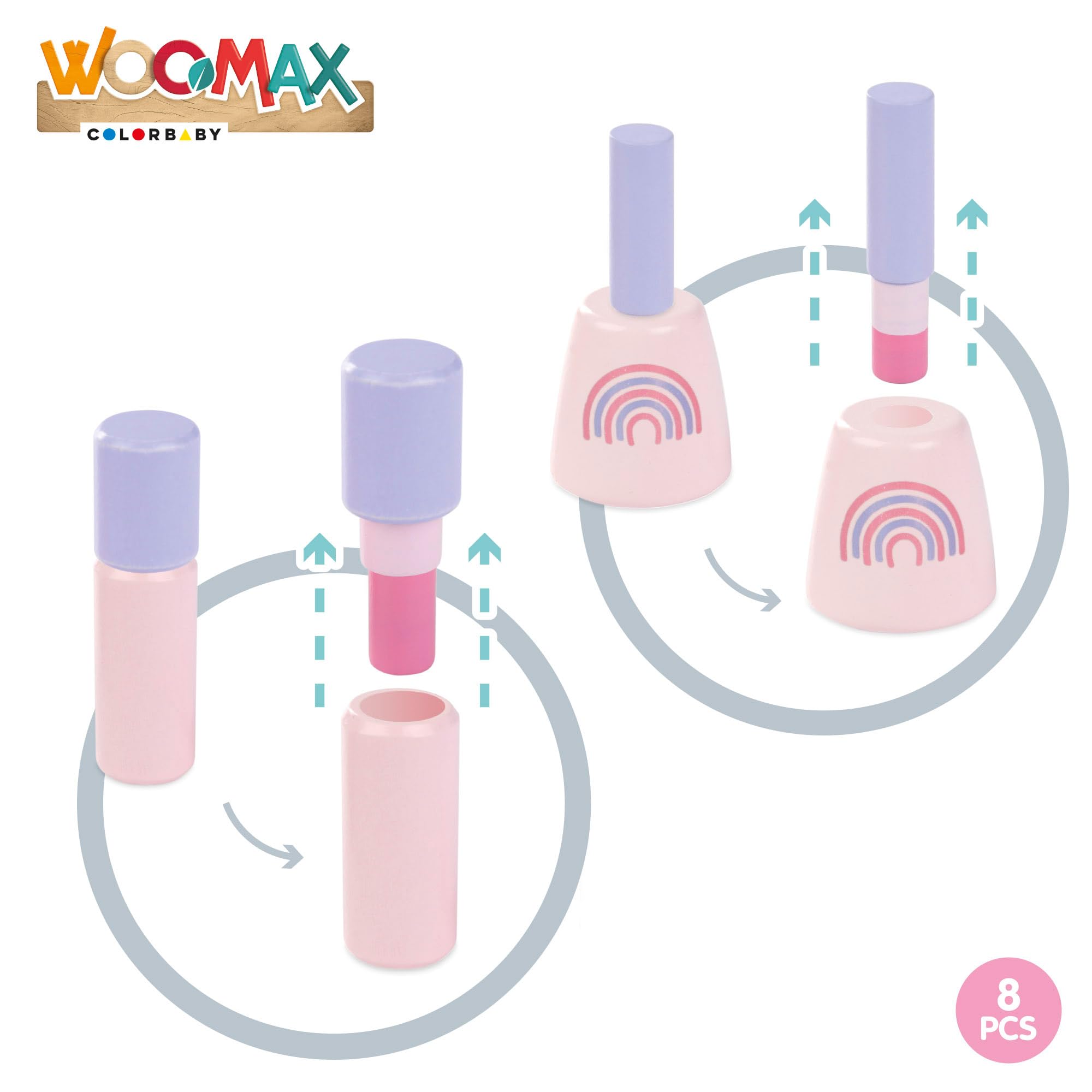 WOOMAX Tavolo da toeletta Bambina Sgabello in Legno Specchio con Luce 48x32x92cm Colori Pastello Inclusi Accessori Toletta Bambini Accessori Interattivi, Giocattoli per Bambini di 3 anni