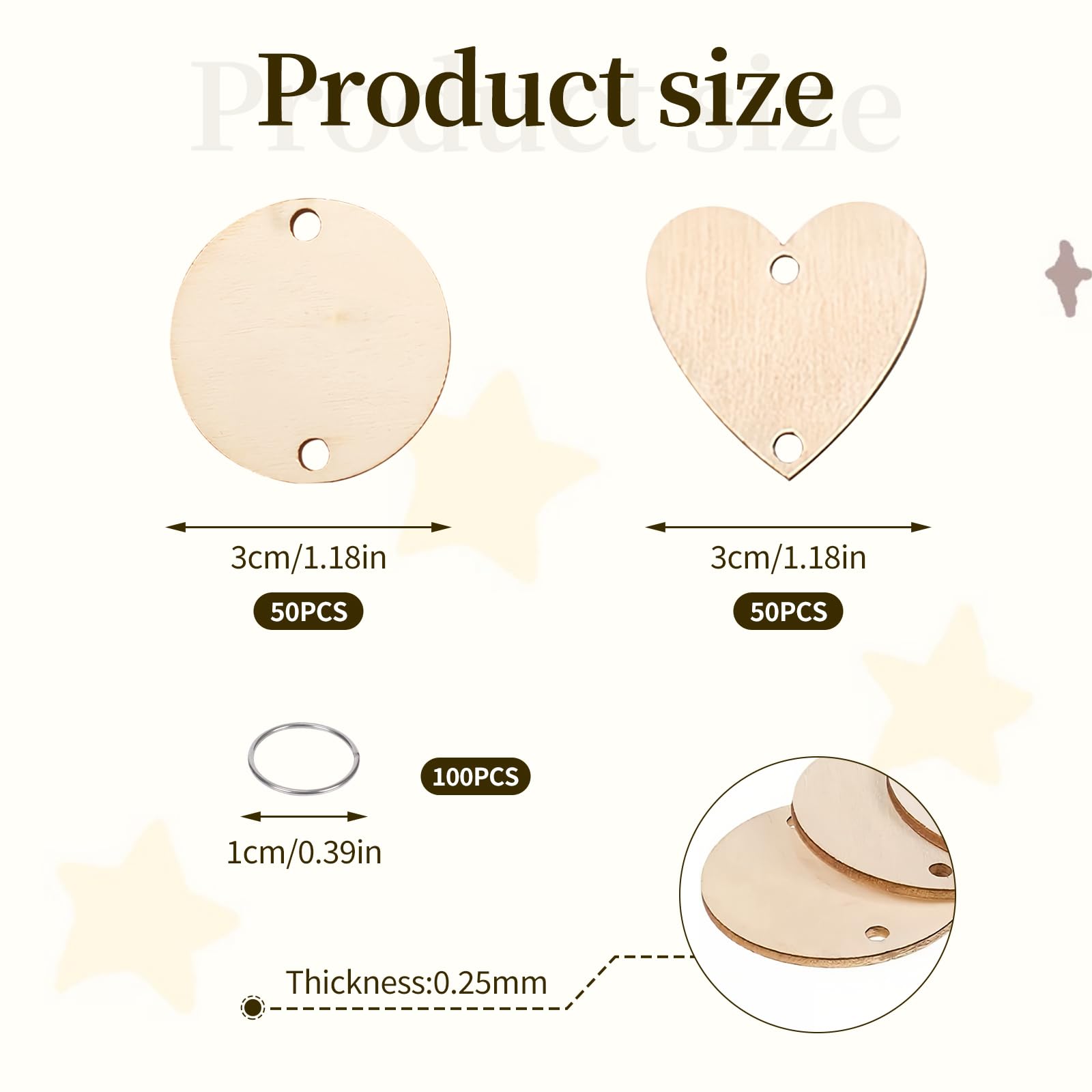 100 Pièces Plaque Calendrier Anniversaire DIY En Bois - Rond & Cœur, Étiquettes Suspendues Pour Tableau Famille, Décoration Maison, Mariage, Scrapbooking