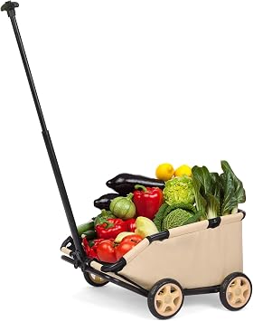 Dog Stroller 4 Wheels Folding Dog Cart Pet Stroller for Travelling Shopping Walking Playing for Small Dogs Cats, Up to 13.2lbs, Zipperless Entry, Easy One-Hand Fold, Jogging Tires (Khaki)