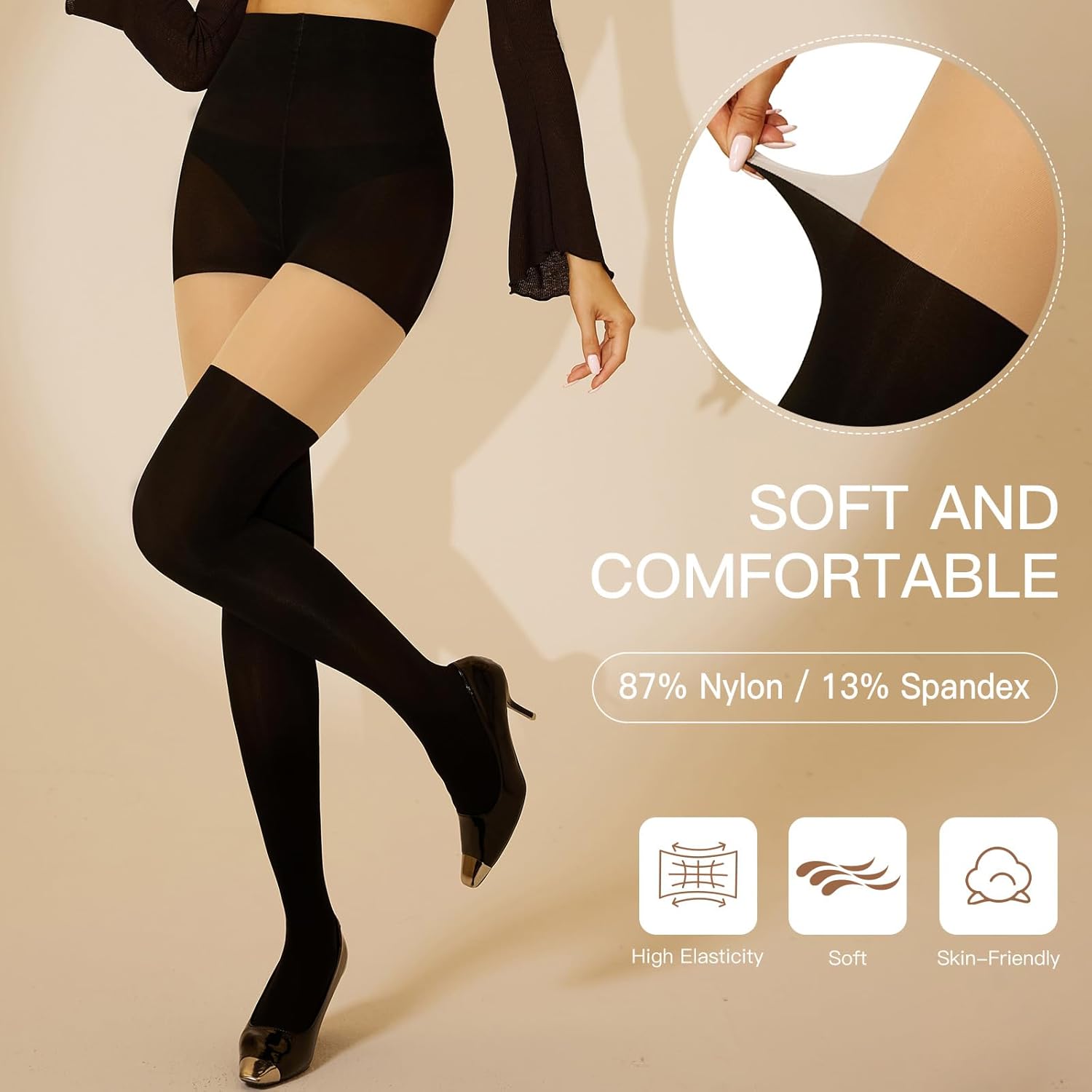 Yilanmy Faux Thigh High Stockings for Women, Mock Thigh High Tights Over Knee Stockings Fake Sheer Pantyhose - Image 3