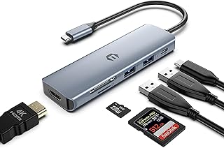 HOPDAY USB C Hub, USB C Adapter 6 in 1, USB C Hub Multiport Adapter USB C Dock with 4K HDMI, USB 3.0, PD 100W, SD/TF, MacBook Pro/Air iPad Pro Adapter, for Laptop, Surface Pro 8