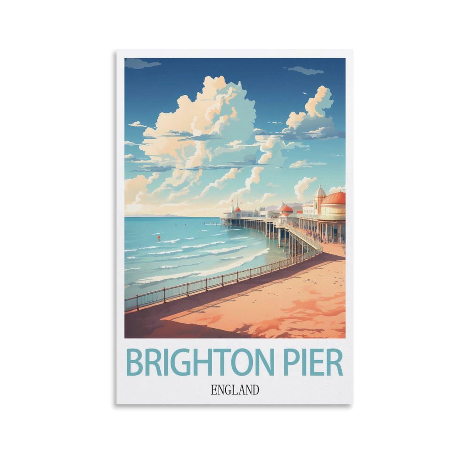 Metal Bar Signs Vintage Brighton Pier England Travel Tin Signs Metal Poster Wall Decor Office Cafe Bathroom Badroom 30x30cm