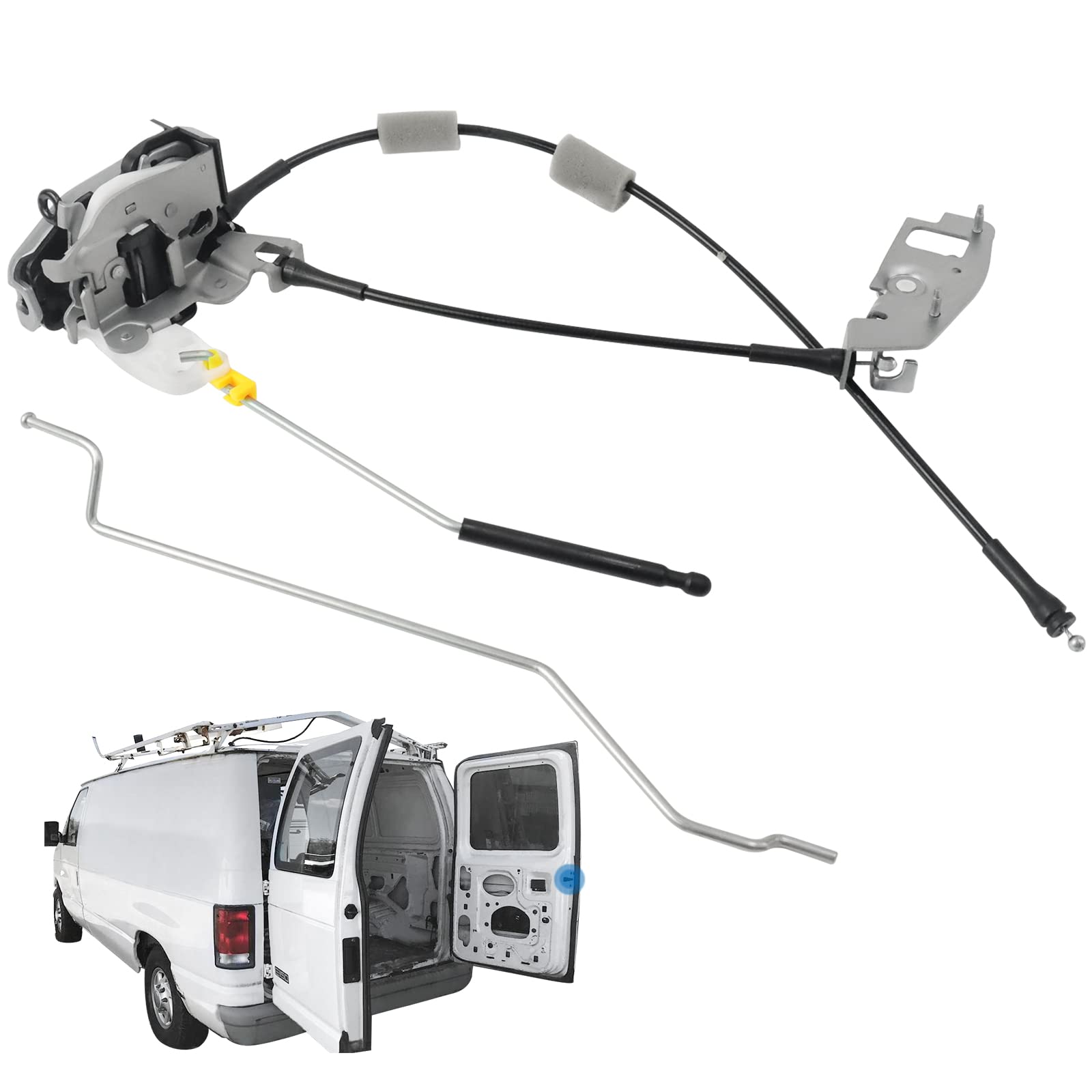 Rear Door Latch Cable & Rod Kit- Right Passenger Side 6C2Z-15431A02-AA for 1992-2019 Ford E-150 E-250 E-350 Econoline Van, RH Back Cargo Door Latch