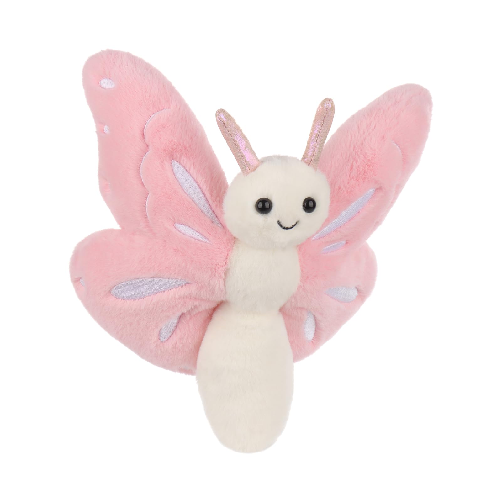 Apricot Lamb Pink Butterfly Plushies Stuffed Animals for Kids, Soft Cute Plush Toys for Baby Girl and Boy, Fluffy Pink 7.5 Inches