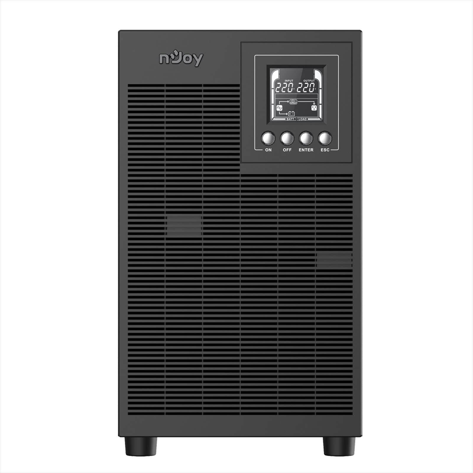 nJoy Echo 3000VA Pro Ups Con Ventole Silenziate Gruppo di Continuità On-Line Doppia Conversione 2400 Watt Onda Sinusoidale Pura Display LCD 6 Batterie