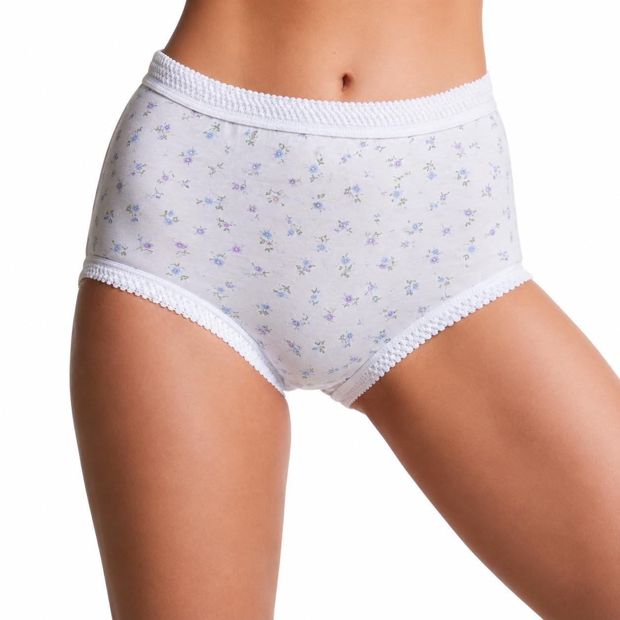 ShopMCR Pack of 3 Woman's Full Mama Briefs High Waisted Ladies Cotton Knickers Maxi Full Brief Underwear Women Every Day Mama Comfort Fit Stretchy Girls Panties (Floral, XXXOS)