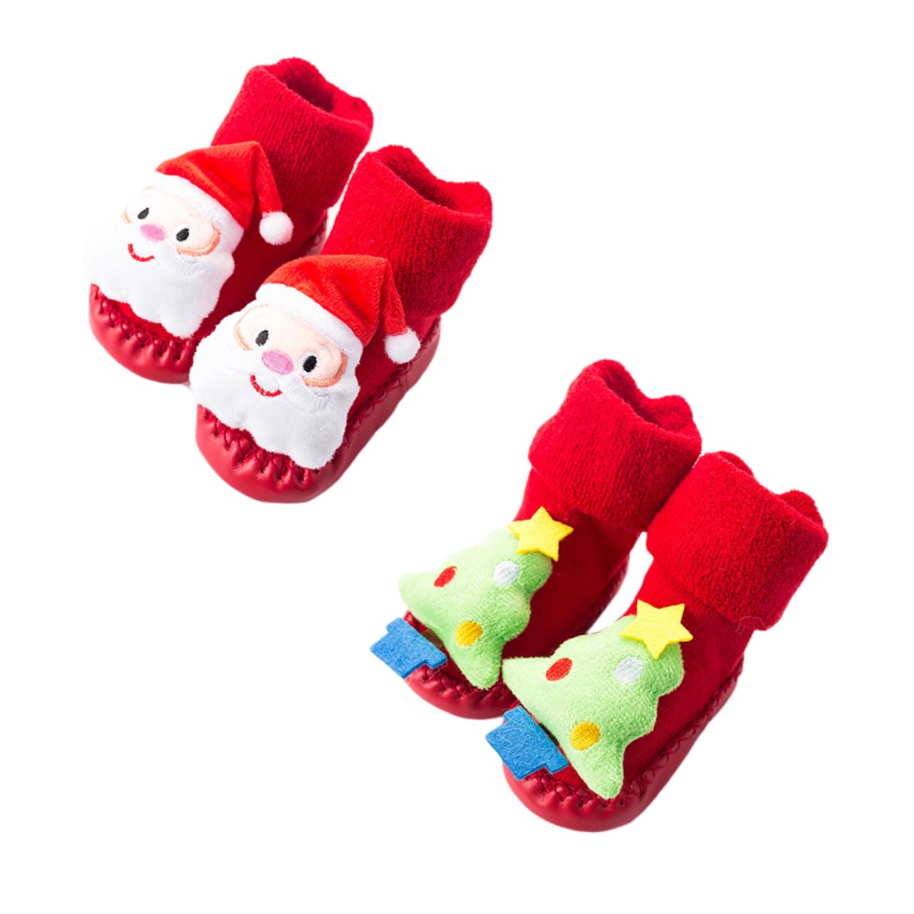 GALPADA Xmas Slippers Baby Socks Set Soft Non-slip Socks for Boys/girls Toddler Christmas Shoes