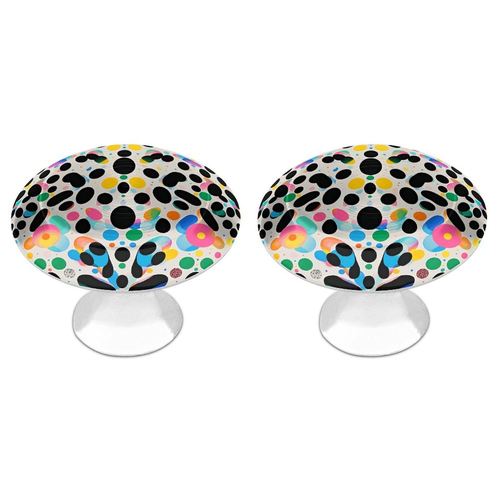 QMNLKH Glitter Rainbow Polka Dot Cabinet Knobs for Home, Round Drawer Pulls for Kitchen, Personalized Cupboard Handles with Screw, Fashion Dresser Knobs for Office, Drawer Handles, 2 Packs