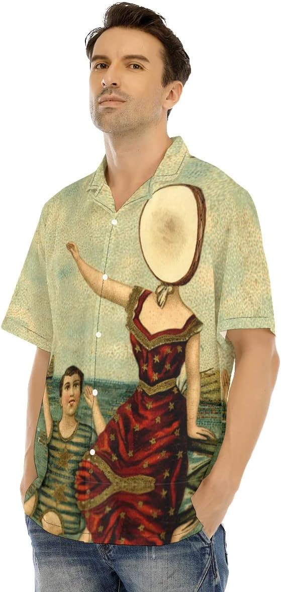 Neutral Milk Hotel, All-Over Print Men Hawaiian Shirt, Rock Band Button Down Tee Shirt