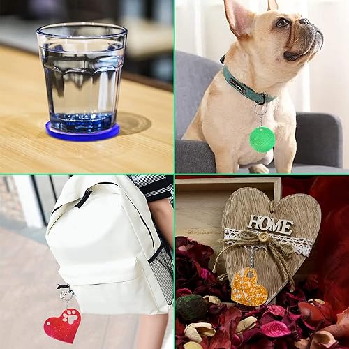 Miniatura 3 de Juego de 16 moldes de resina de silicona, diseño de pata de gato y corazón redondo con 10 llaveros para decoración de llaveros