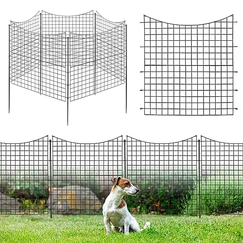 COSTWAY 5 Stück dekorativer Gartenzaun, 98 cm hoch, Steckzaun Metall mit 6...