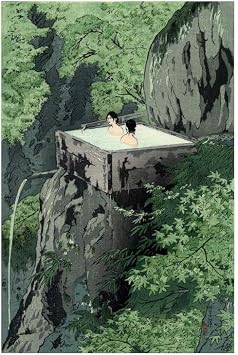 طباعة الفن الياباني - Shirahone Hot Spring ، Shinshu بواسطة Kasamatsu Shiro