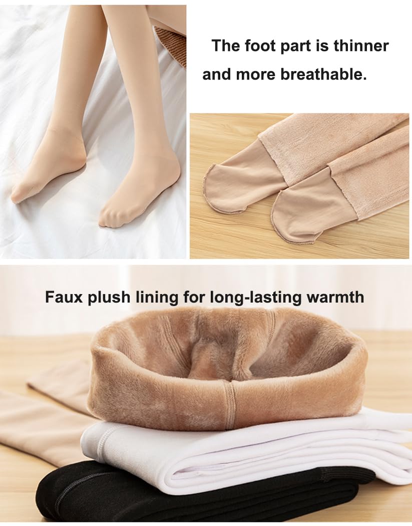 Leggings Cálidos para Niñas Invierno Opacas Medias Cintura Alta Polainas Elásticos Leotardos Térmicos Pantalones