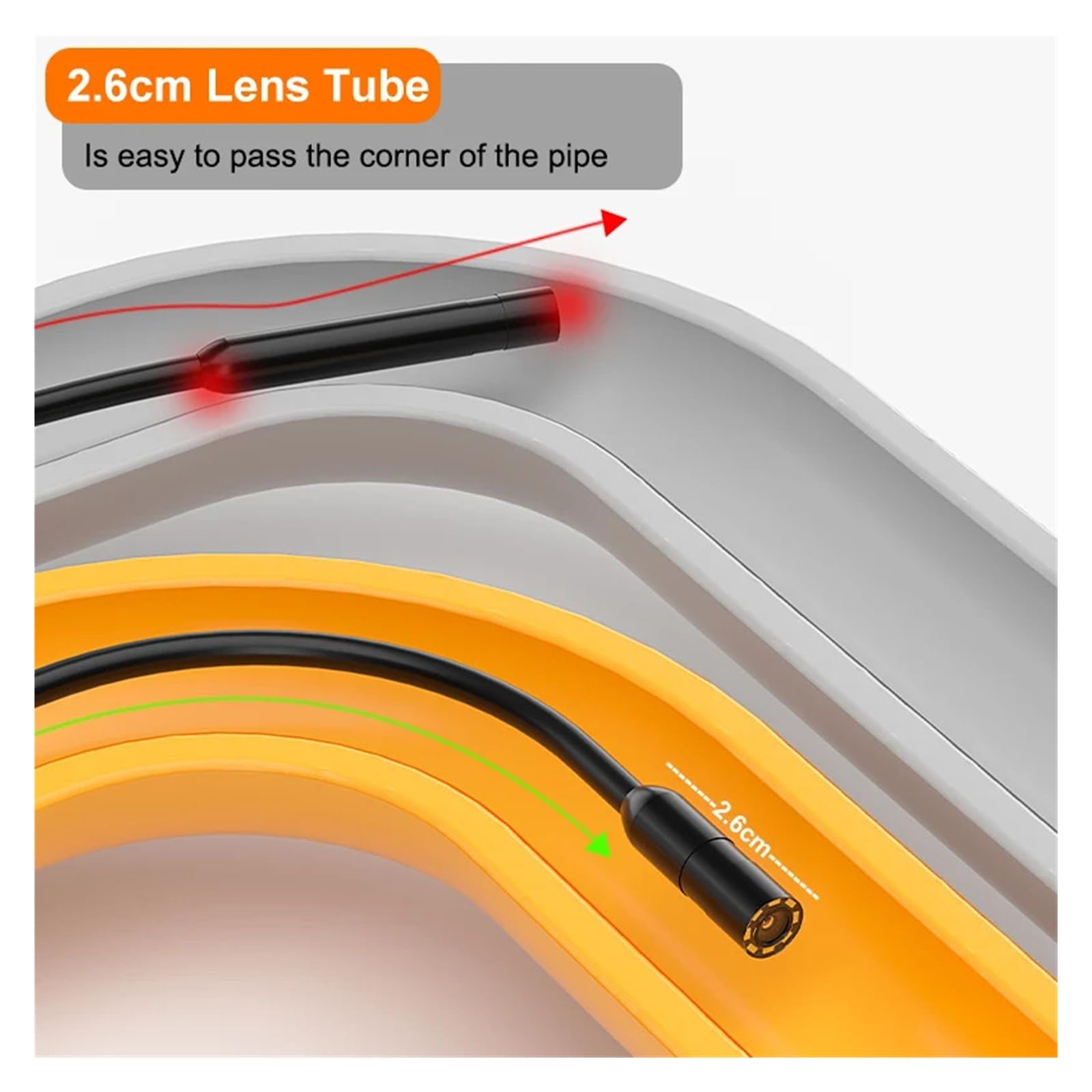 Telecamera for endoscopio portatile, cavo rigido con schermo da 4,3 pollici HD1080P 8MM/5,5MM del tubo con lente laterale anteriore Alta risoluzione(8MM Front Camera,15m)