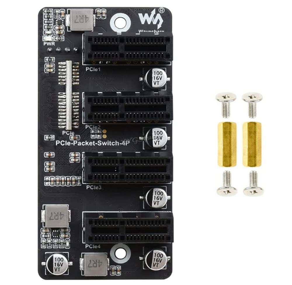 Extended 4-Ch PCIe Gen 2 ×1 Expander Working with Official CM4 IO Board, Stable Performance Driver-Free Plug and Play @XYGStudy (PCIe-Packet-Switch-4P)