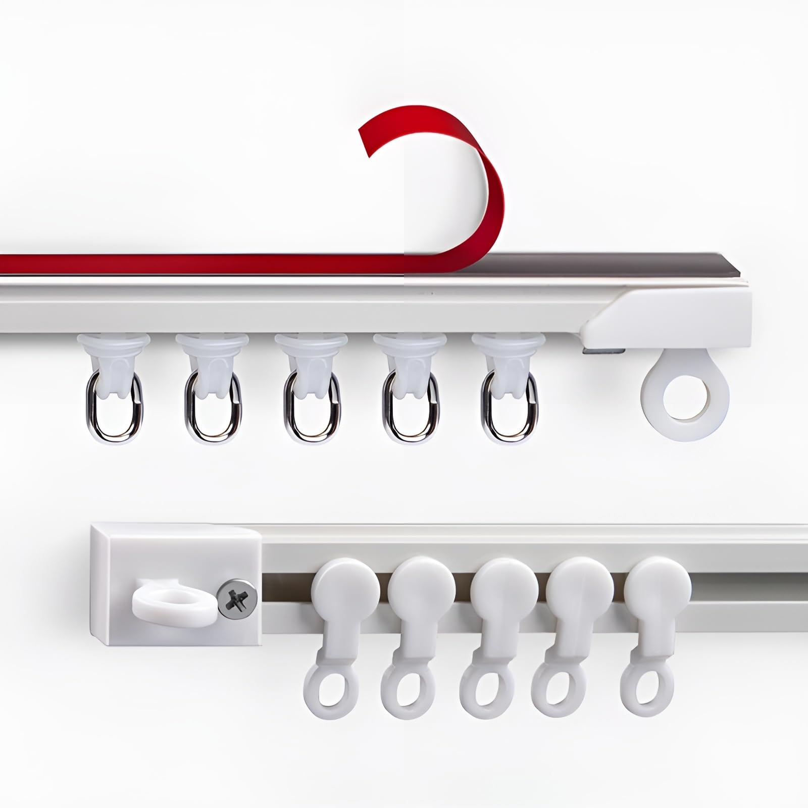 Système de tringle à rideaux auto-adhésive - Installation sans perçage au plafond ou aux murs - Kit de séparation de pièce polyvalent pour douche, dressing, bureau - Installation facile - 19